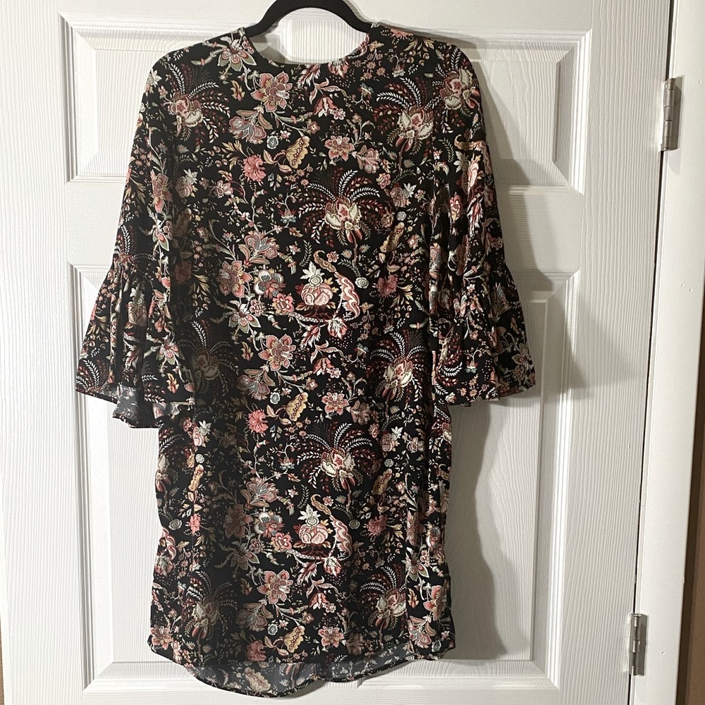 COPY - H&M Black Floral Tunic Dress Size: 8